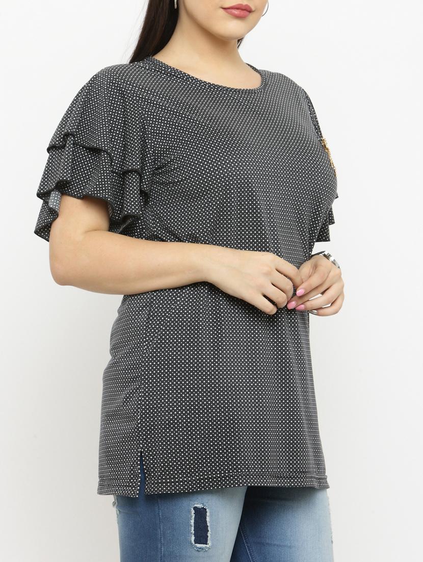 black printed plus top - 15019813 - Zoom Image - 2