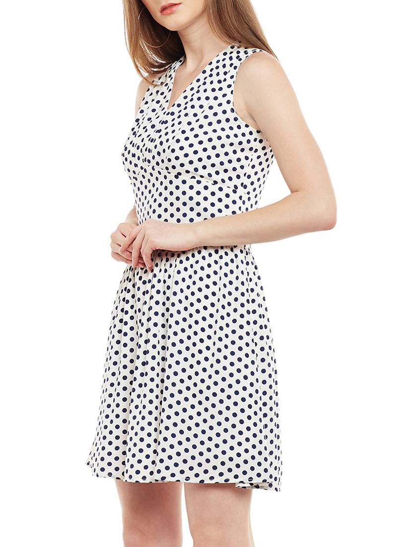 white polka doted fit & flare dress - 15020101 - Zoom Image - 2