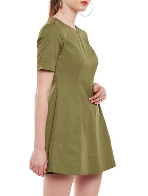 olive cotton a-line dress - 15020105 - Standard Image - 2