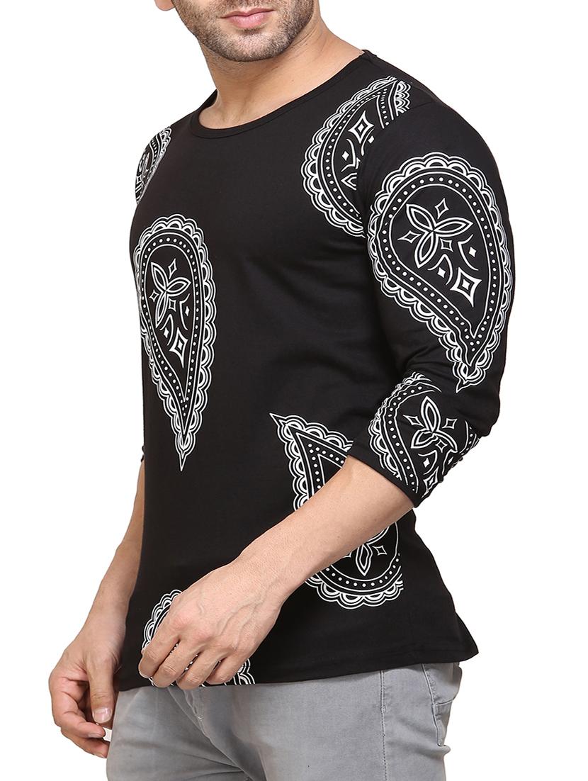 black cotton front print tshirt - 15020505 - Zoom Image - 2