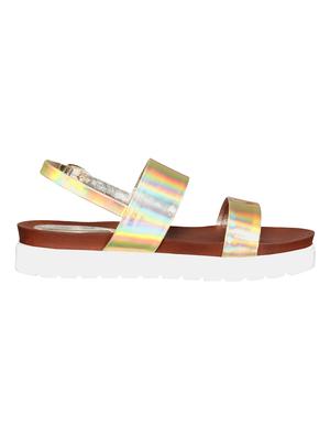 gold pu back strap sandals - 15020534 - Standard Image - 2