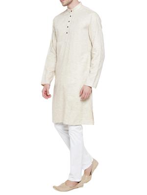 khakhi cotton kurta pyjama set - 15020924 - Standard Image - 2