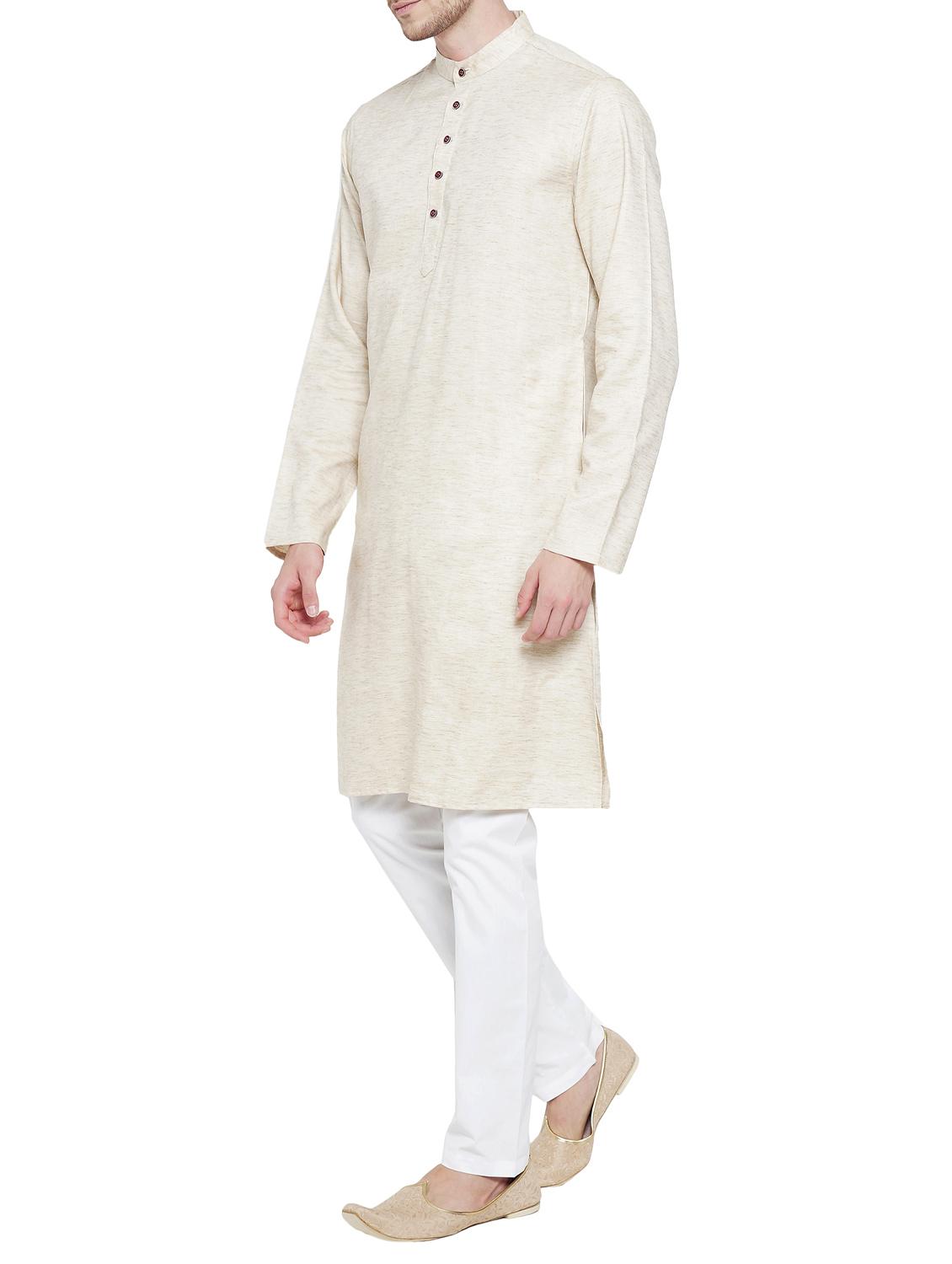 khakhi cotton kurta pyjama set - 15020924 - Zoom Image - 2