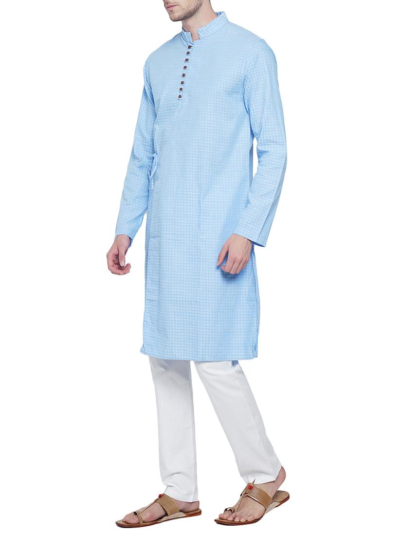 sky blue cotton ethnic wear set - 15020937 - Zoom Image - 2