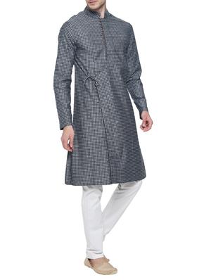 grey cotton kurta pyjama set - 15020940 - Standard Image - 2