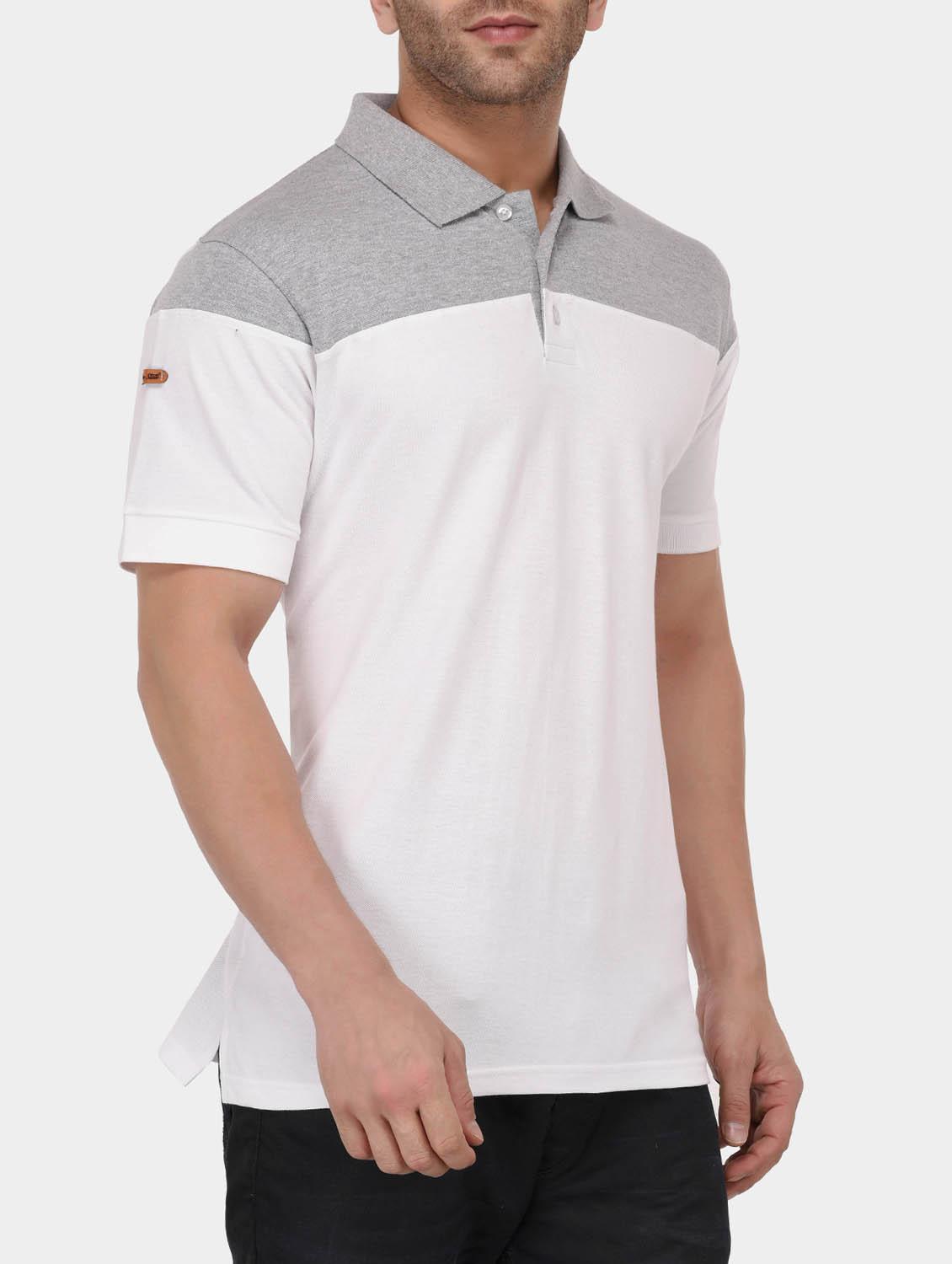 white cotton color block tshirt - 15021009 - Zoom Image - 2