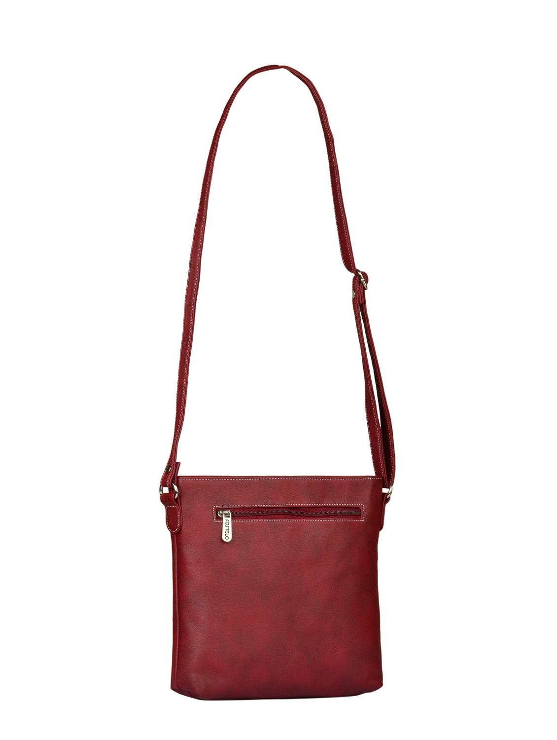 maroon leatherette regular sling bag - 15021148 - Zoom Image - 2