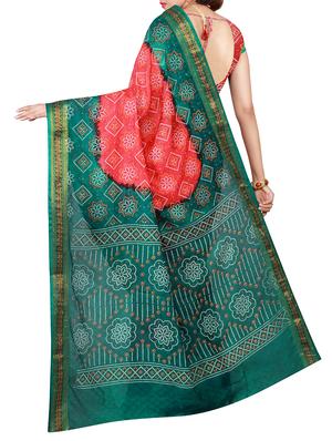 red art silk bandhani saree with blouse - 15021391 - Standard Image - 2