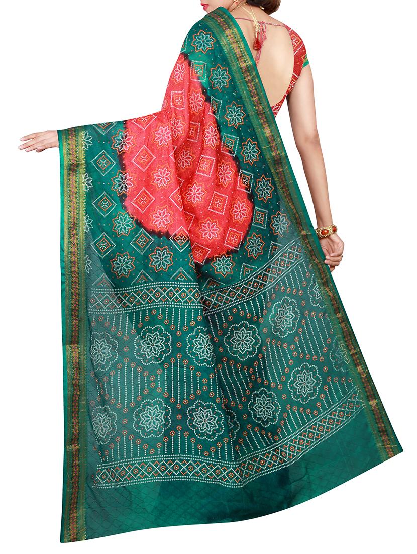 red art silk bandhani saree with blouse - 15021391 - Zoom Image - 2