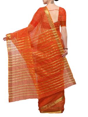 orange art silk woven saree with blouse - 15023137 - Standard Image - 2