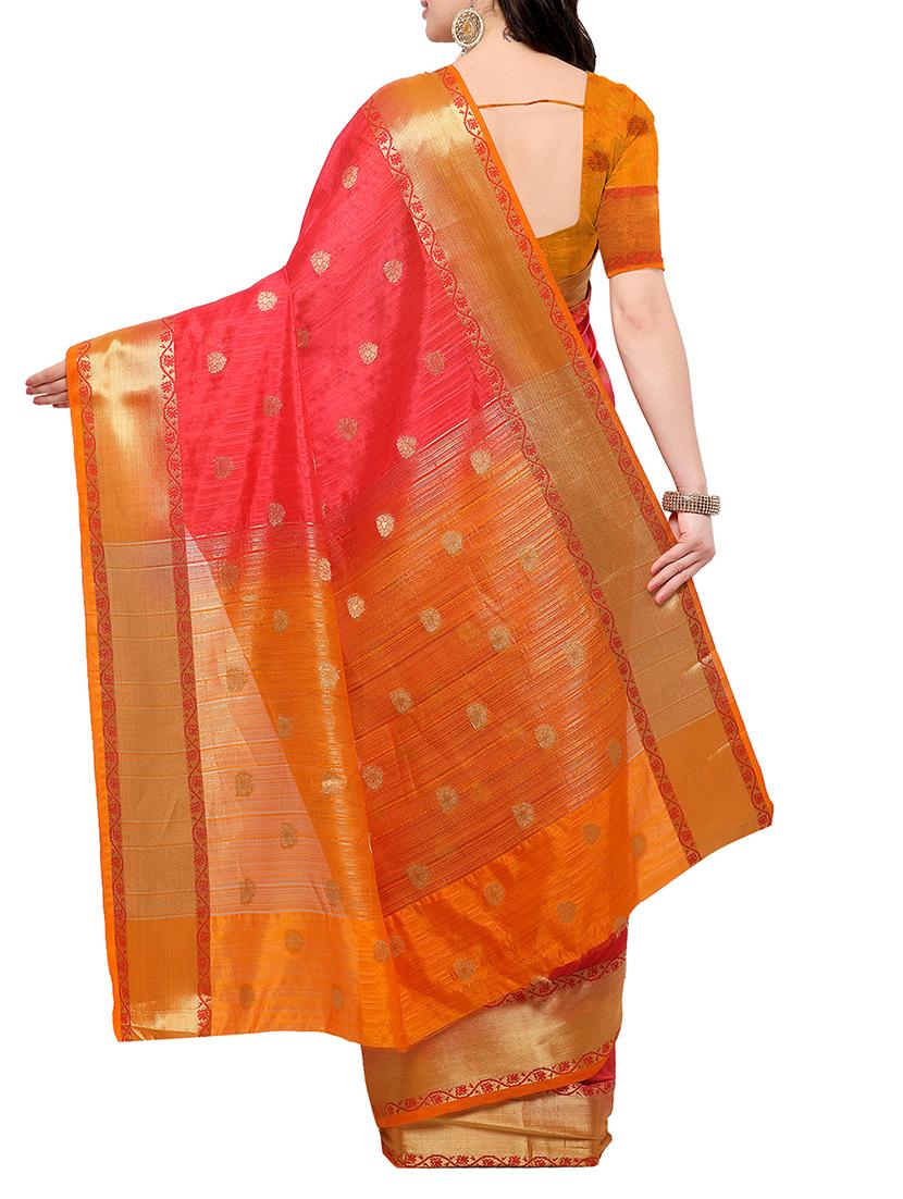 peach banarasi silk saree with blouse - 15023146 - Zoom Image - 2