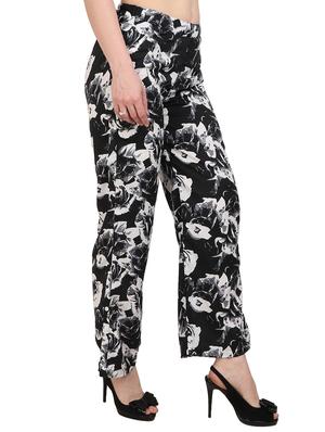 black floral crepe palazzo - 15023441 - Standard Image - 2