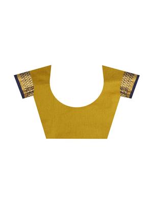 yellow cotton bordered saree with blouse - 15023541 - Standard Image - 5