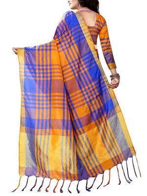 orange cotton woven saree with blouse - 15023574 - Standard Image - 2