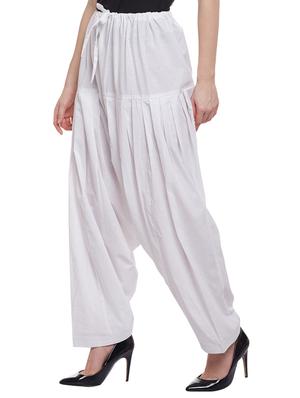 white cotton patiyala salwars - 15023628 - Standard Image - 2