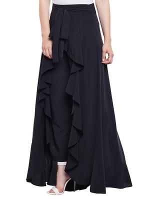 navy blue crepe ruffled palazzo - 15023644 - Standard Image - 2