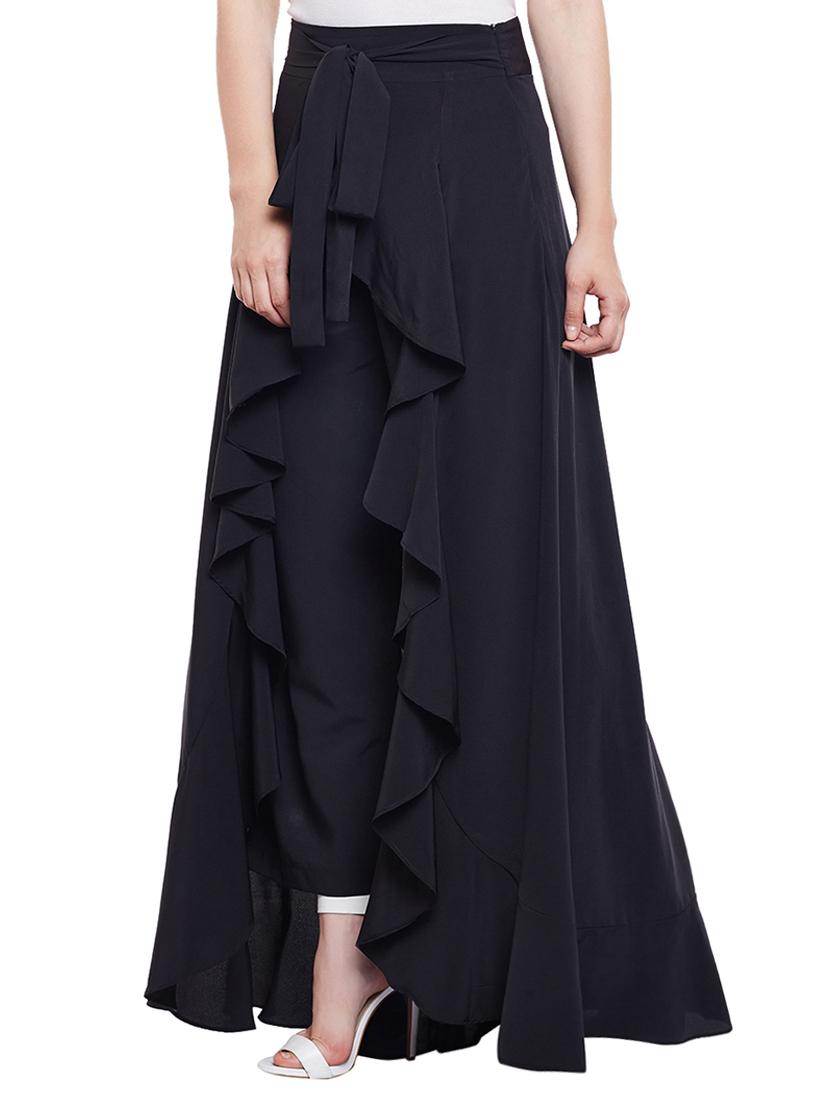 navy blue crepe ruffled palazzo - 15023644 - Zoom Image - 2