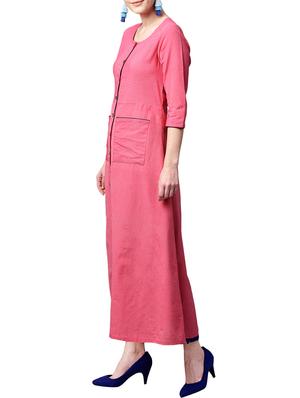 pink cotton solid kurta - 15023847 - Standard Image - 2