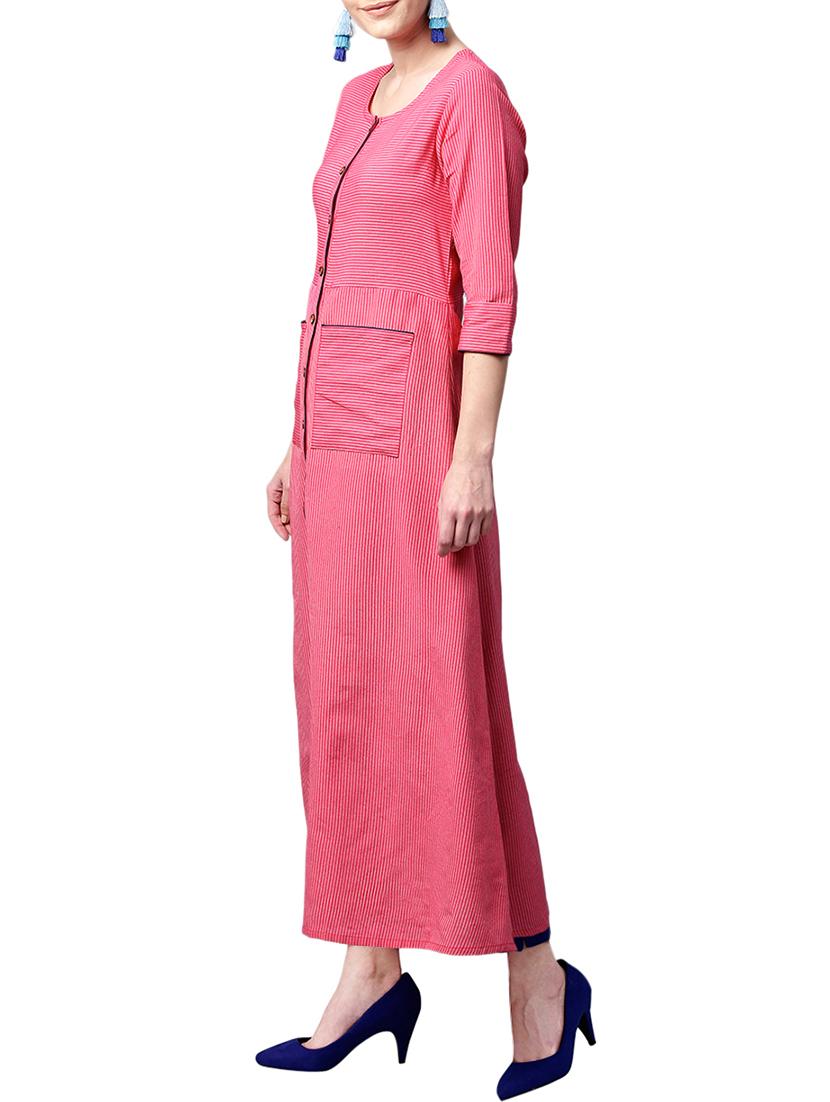 pink cotton solid kurta - 15023847 - Zoom Image - 2