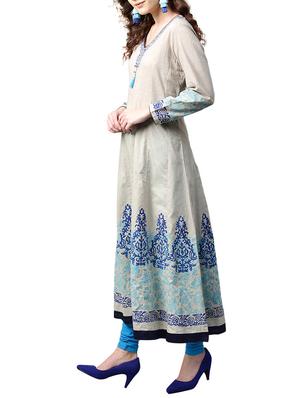 white cotton anarkali kurta - 15023860 - Standard Image - 2