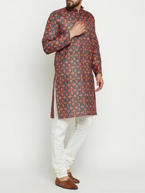 multi colored linen long kurta - 15024125 - Standard Image - 2