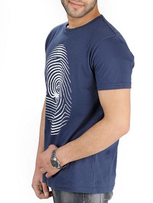 blue cotton chest print t-shirt - 15024286 - Standard Image - 2