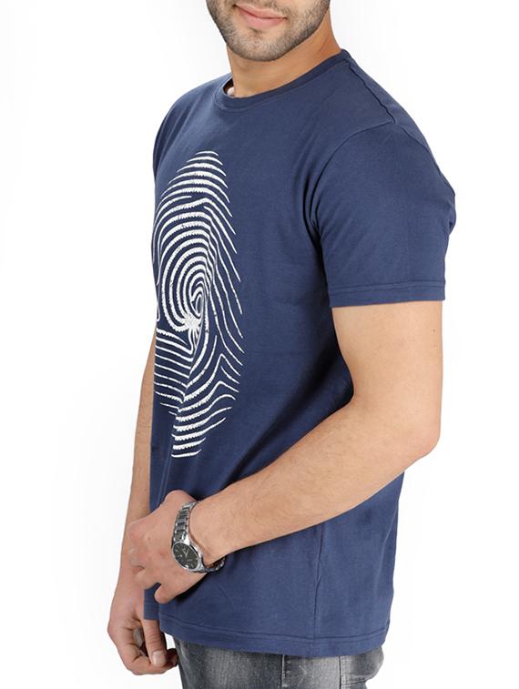 blue cotton chest print t-shirt - 15024286 - Zoom Image - 2