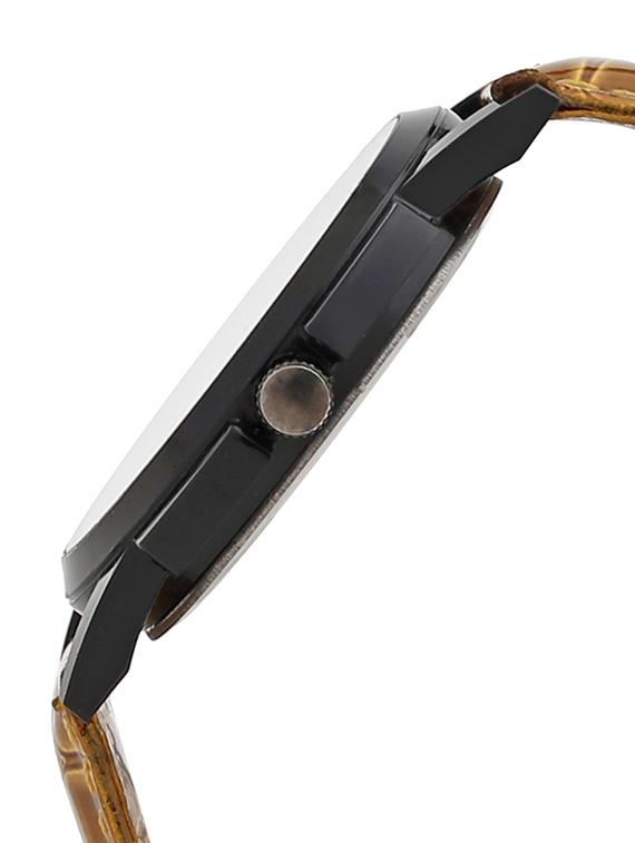 LOF Black Round Dial Leather Strap Men's Analog watch - LW1001 - 15025093 - Zoom Image - 2