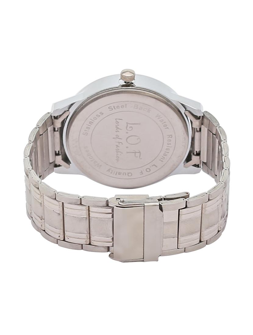 LOF Blue Round Dial Metal Strap Men's Multi function Analog watch - LW3009 - 15025115 - Zoom Image - 2