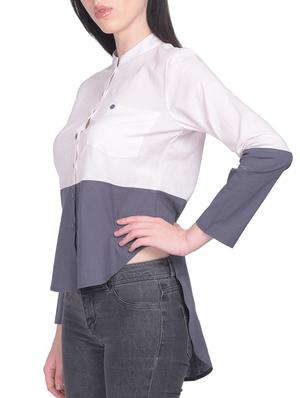 white cotton asymmetric shirt - 15025221 - Standard Image - 2