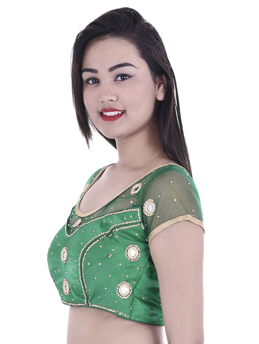 green net embroidered blouse - 15025236 - Zoom Image - 2
