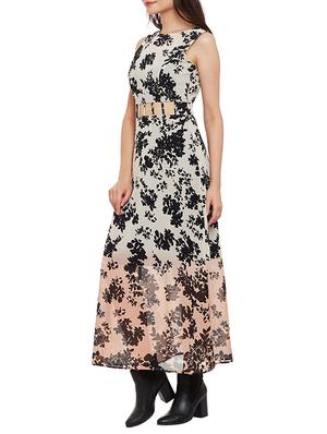 white ombre printed a-line georgette dress - 15025245 - Standard Image - 2