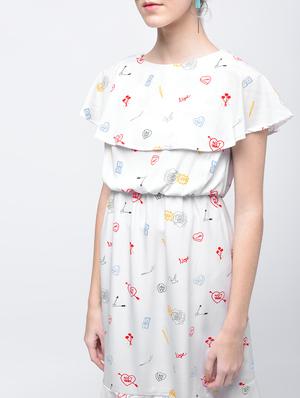 white printed pephem dress - 15025507 - Standard Image - 5