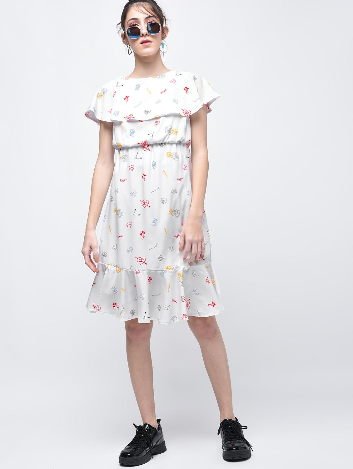 white printed pephem dress - 15025507 - Zoom Image - 2