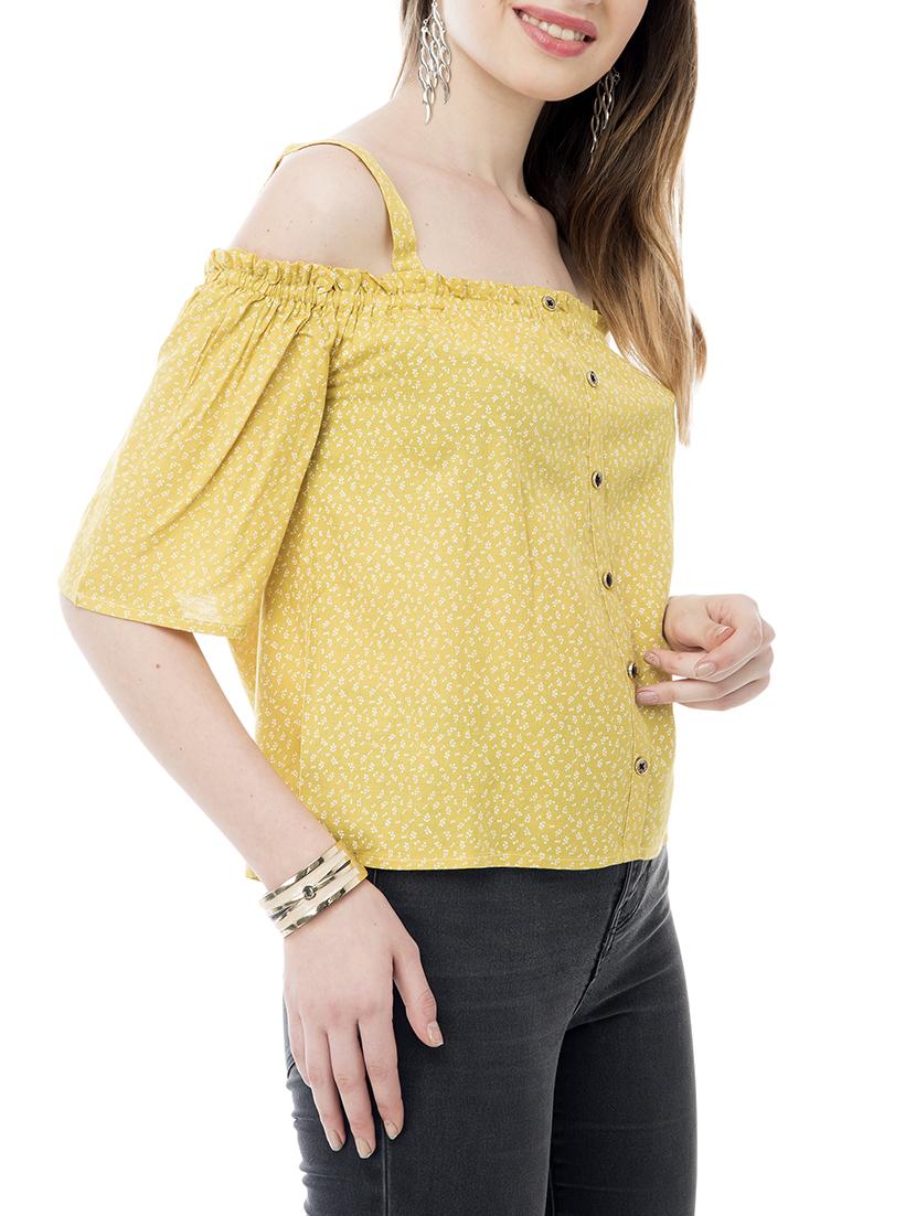 yellow viscose printed top - 15025556 - Zoom Image - 2
