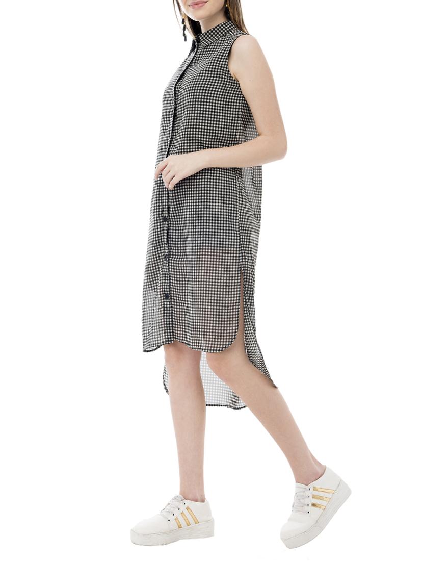 black checkered shirt dress - 15025557 - Zoom Image - 2