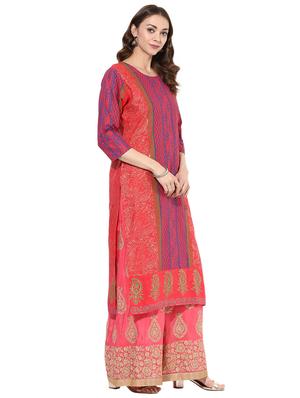 pink cotton straight kurta - 15026079 - Standard Image - 2