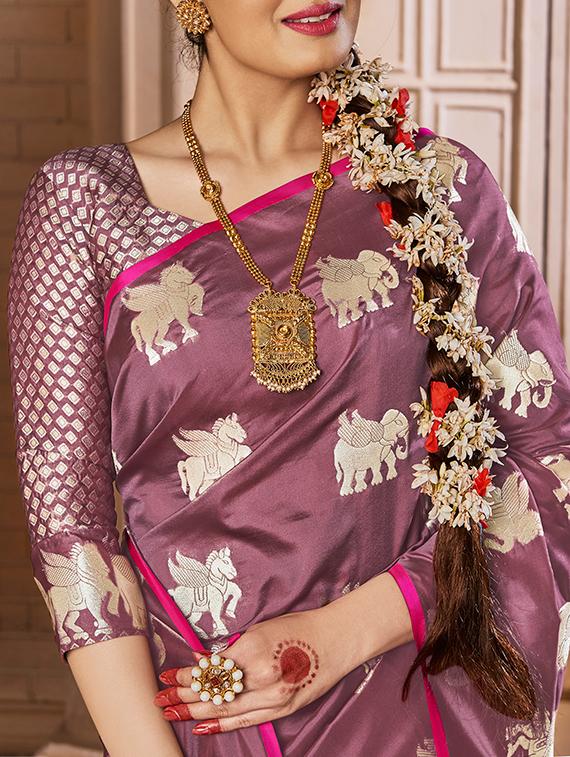 Conversational zari woven saree with blouse - 15026170 - Zoom Image - 2