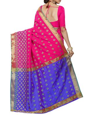 pink silk blend woven saree with blouse - 15027500 - Standard Image - 2