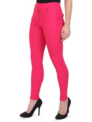 pink cotton lycra jeggings - 15027539 - Standard Image - 2
