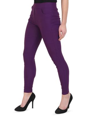purple cotton lycra jeggings - 15027553 - Standard Image - 2