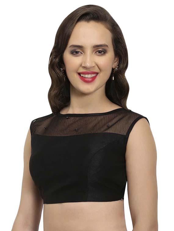 black georgette solid blouse - 15027602 - Zoom Image - 2