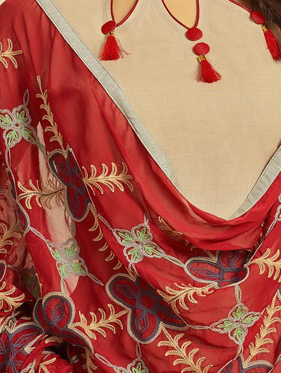 Embroidered unstitched churidaar suit - 15027969 - Zoom Image - 2