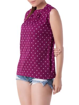 purple crepe printed top - 15028184 - Standard Image - 2