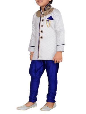 blue silk blend kurta set - 15028277 - Standard Image - 2