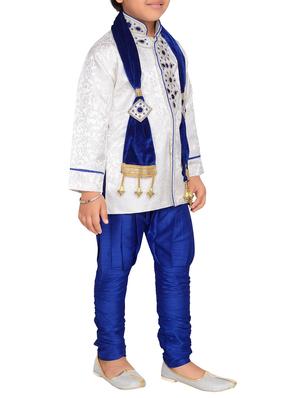 blue silk blend kurta set - 15028279 - Standard Image - 2