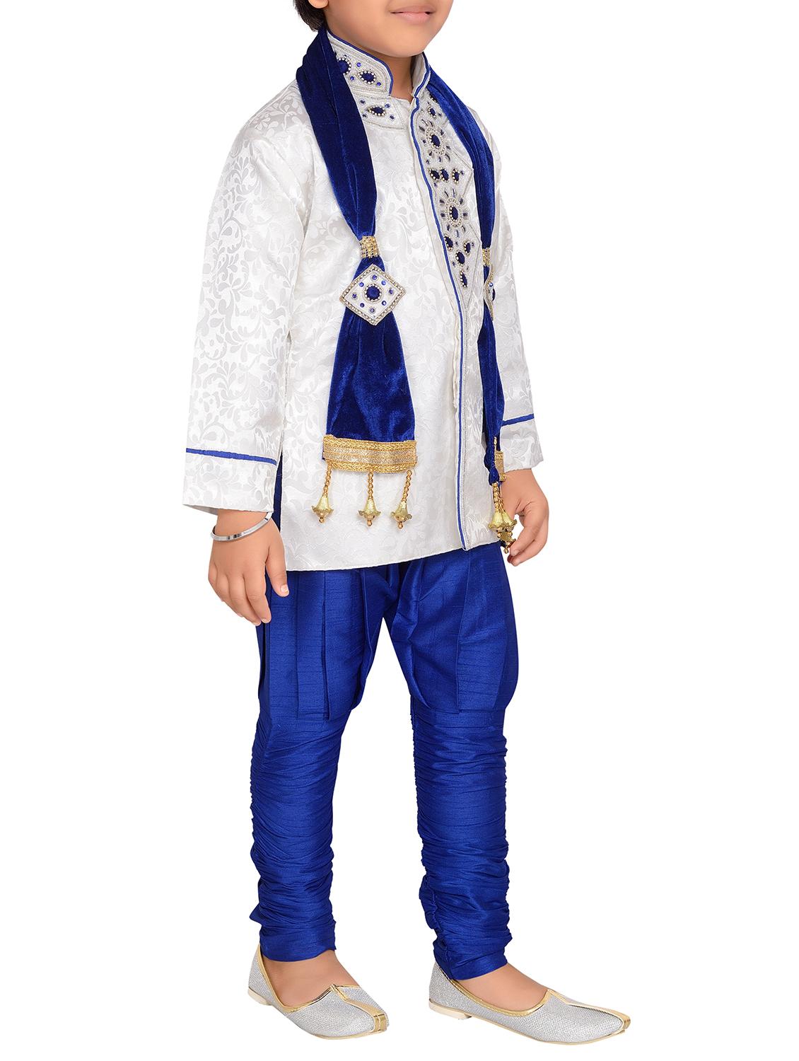 blue silk blend kurta set - 15028279 - Zoom Image - 2