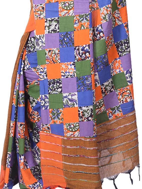 orange cotton tant saree - 15028576 - Zoom Image - 2