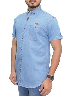 blue denim casual shirt - 15028608 - Standard Image - 2