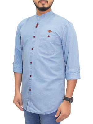 blue denim casual shirt - 15028611 - Standard Image - 2